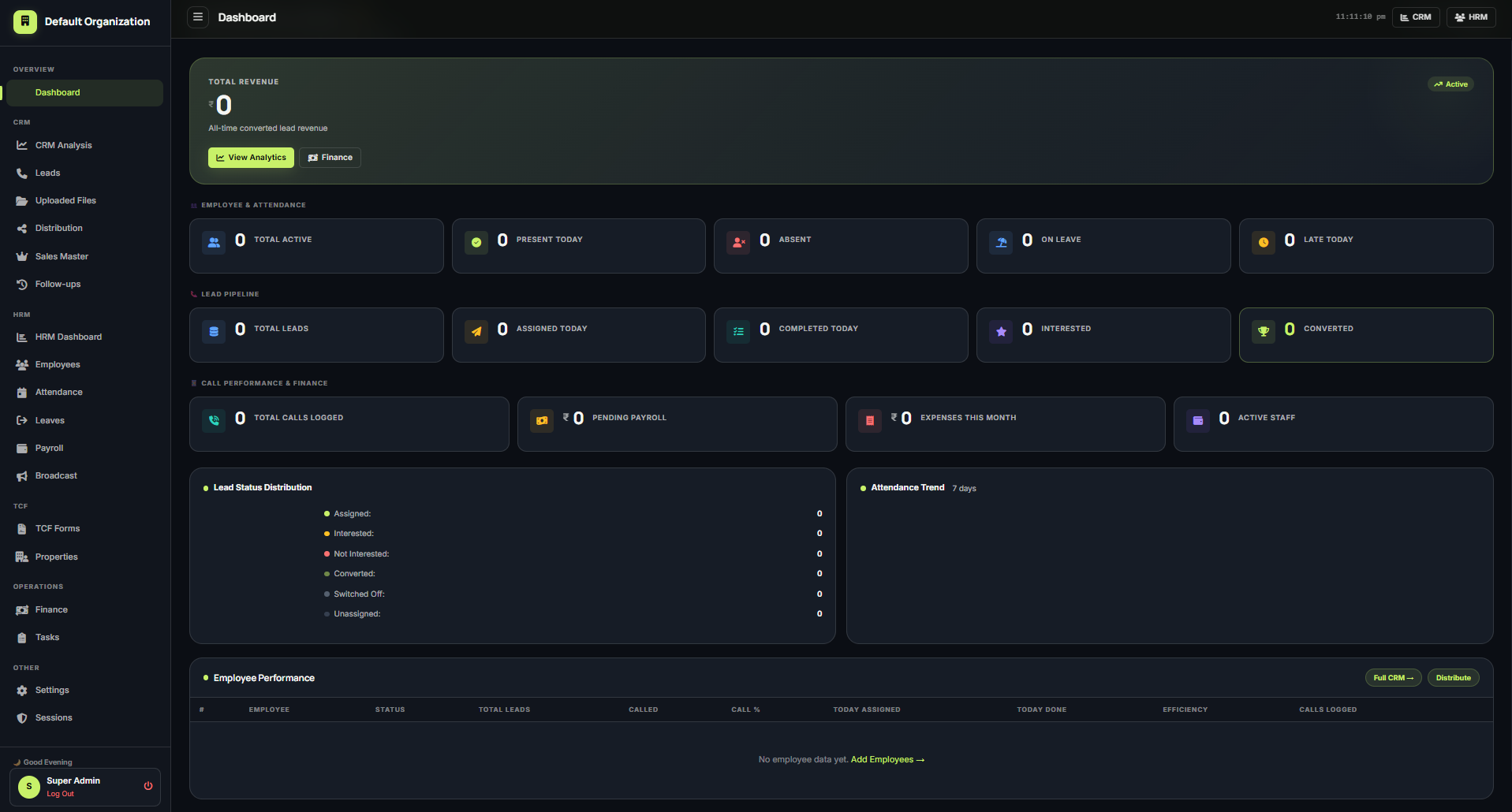 Vault CRM Dashboard Interface