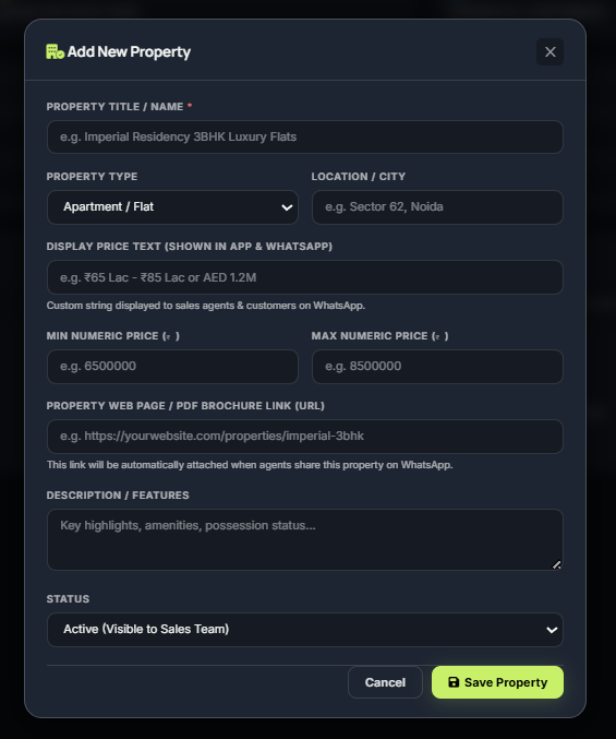 Property Catalog Interface